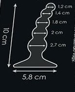 Malý anální kolík 10 cm kuličkový pro postupné závádění - rozměry